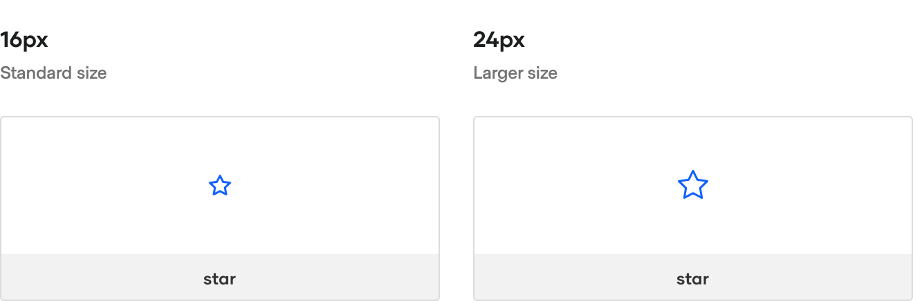 Example of available icon sizes